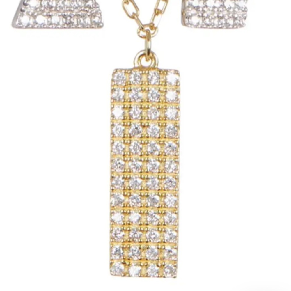NWT Gold Plated Multi Shaped Pavé Swarovski Crystal Accented Necklace - Picture 13 of 15
